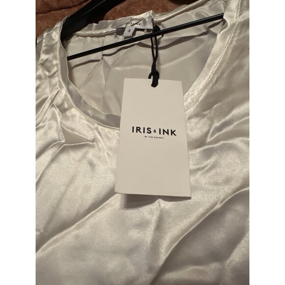 Iris & Ink White Organic Silk Tank Top Organic Sleeveless Blouse Size UK 4 US 0 - Picture 4 of 5